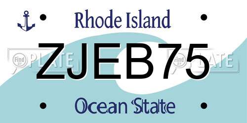 ZJEB75 Rhode Island License Plate