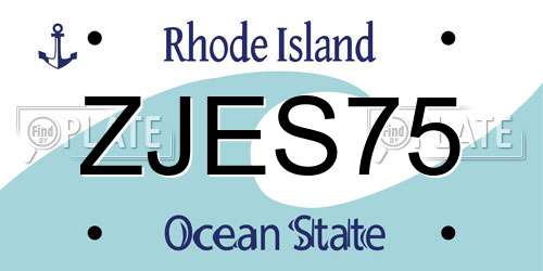 ZJES75 Rhode Island License Plate