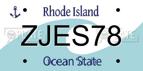ZJES78 Rhode Island License Plate