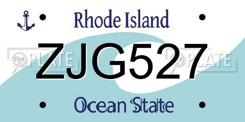 ZJG527 Rhode Island License Plate