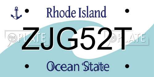 ZJG52T Rhode Island License Plate