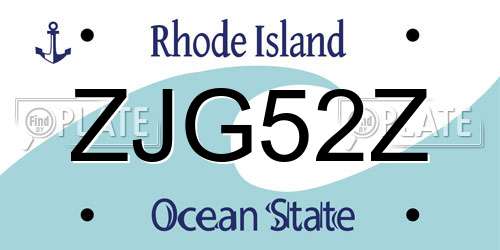 ZJG52Z Rhode Island License Plate
