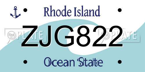 ZJG822 Rhode Island License Plate