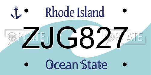 ZJG827 Rhode Island License Plate