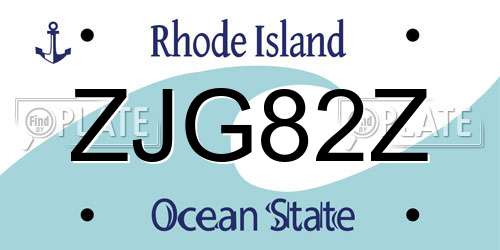 ZJG82Z Rhode Island License Plate