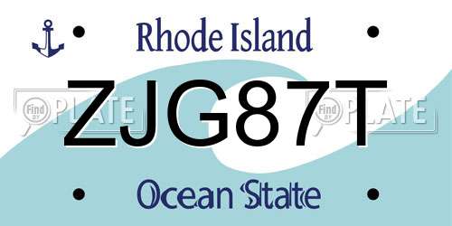 ZJG87T Rhode Island License Plate