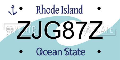 ZJG87Z Rhode Island License Plate