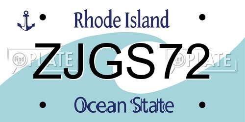 ZJGS72 Rhode Island License Plate