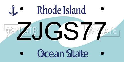 ZJGS77 Rhode Island License Plate