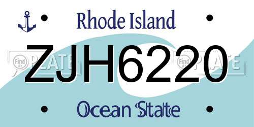 ZJH6220 Rhode Island License Plate