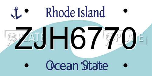 ZJH6770 Rhode Island License Plate
