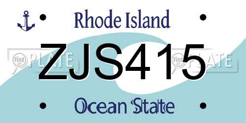 ZJS415 Rhode Island License Plate