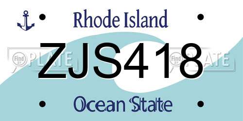 ZJS418 Rhode Island License Plate