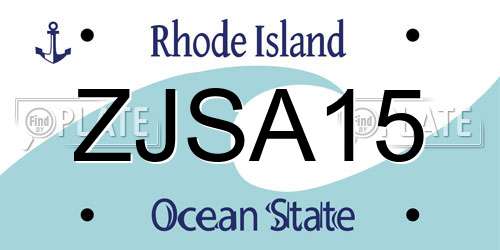 ZJSA15 Rhode Island License Plate