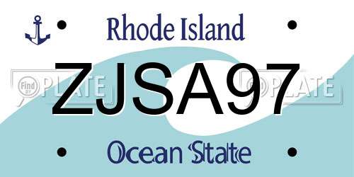 ZJSA97 Rhode Island License Plate
