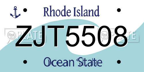 ZJT5508 Rhode Island License Plate