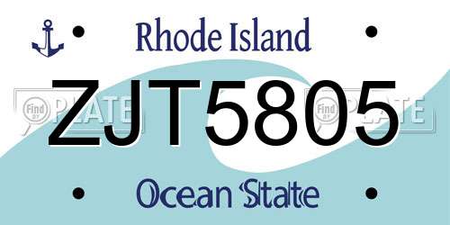 ZJT5805 Rhode Island License Plate