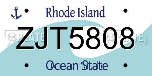 ZJT5808 Rhode Island License Plate