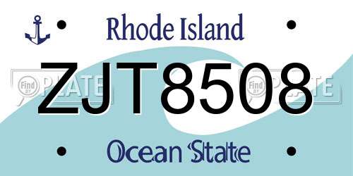 ZJT8508 Rhode Island License Plate