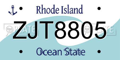 ZJT8805 Rhode Island License Plate