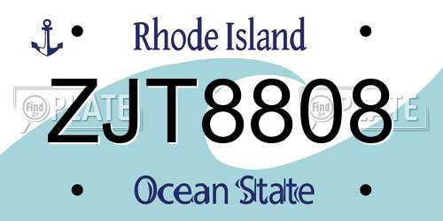 ZJT8808 Rhode Island License Plate