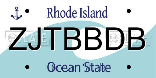 ZJTBBDB Rhode Island License Plate