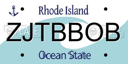 ZJTBBOB Rhode Island License Plate