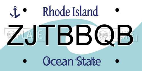 ZJTBBQB Rhode Island License Plate