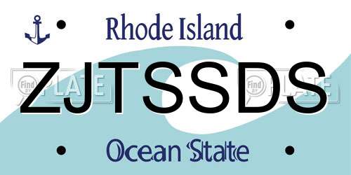 ZJTSSDS Rhode Island License Plate