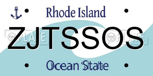 ZJTSSOS Rhode Island License Plate