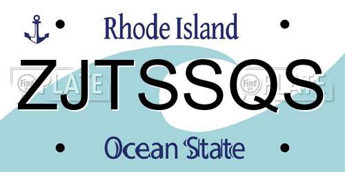 ZJTSSQS Rhode Island License Plate