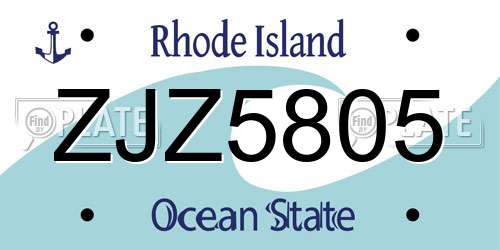 ZJZ5805 Rhode Island License Plate