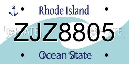 ZJZ8805 Rhode Island License Plate