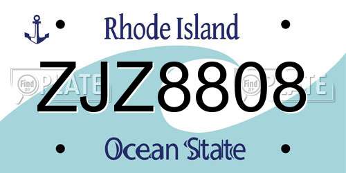 ZJZ8808 Rhode Island License Plate