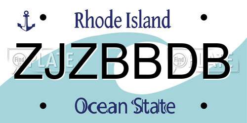 ZJZBBDB Rhode Island License Plate