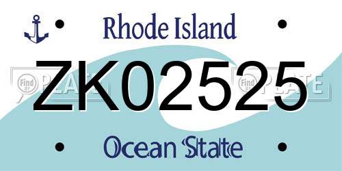 ZK02525 Rhode Island License Plate