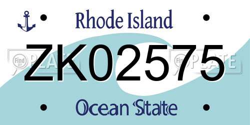 ZK02575 Rhode Island License Plate