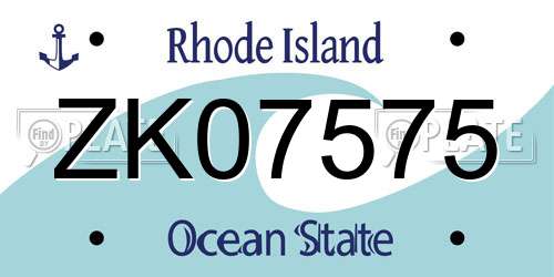 ZK07575 Rhode Island License Plate