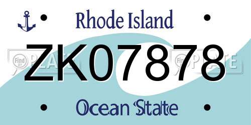 ZK07878 Rhode Island License Plate