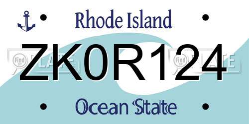 ZK0R124 Rhode Island License Plate