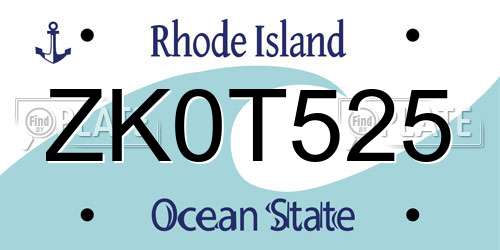 ZK0T525 Rhode Island License Plate