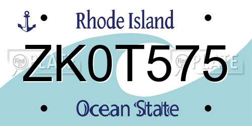 ZK0T575 Rhode Island License Plate