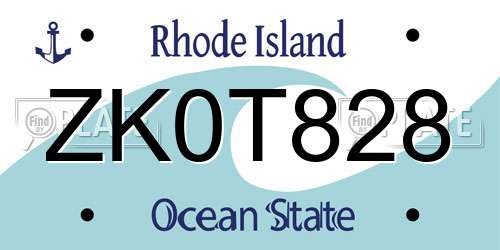 ZK0T828 Rhode Island License Plate