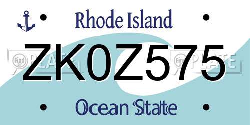 ZK0Z575 Rhode Island License Plate