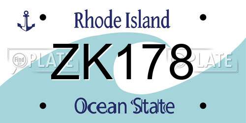 ZK178 Rhode Island License Plate