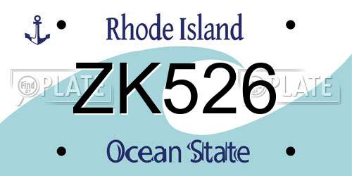 ZK526 Rhode Island License Plate