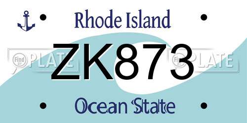ZK873 Rhode Island License Plate