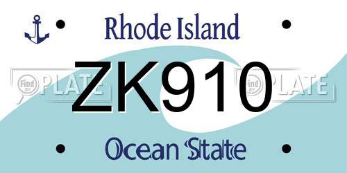 ZK910 Rhode Island License Plate