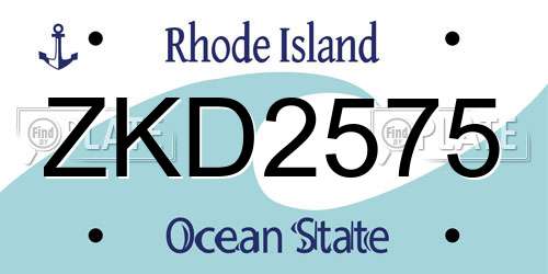 ZKD2575 Rhode Island License Plate