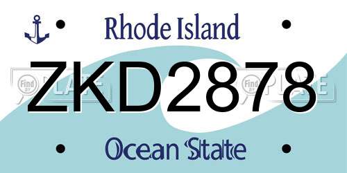 ZKD2878 Rhode Island License Plate